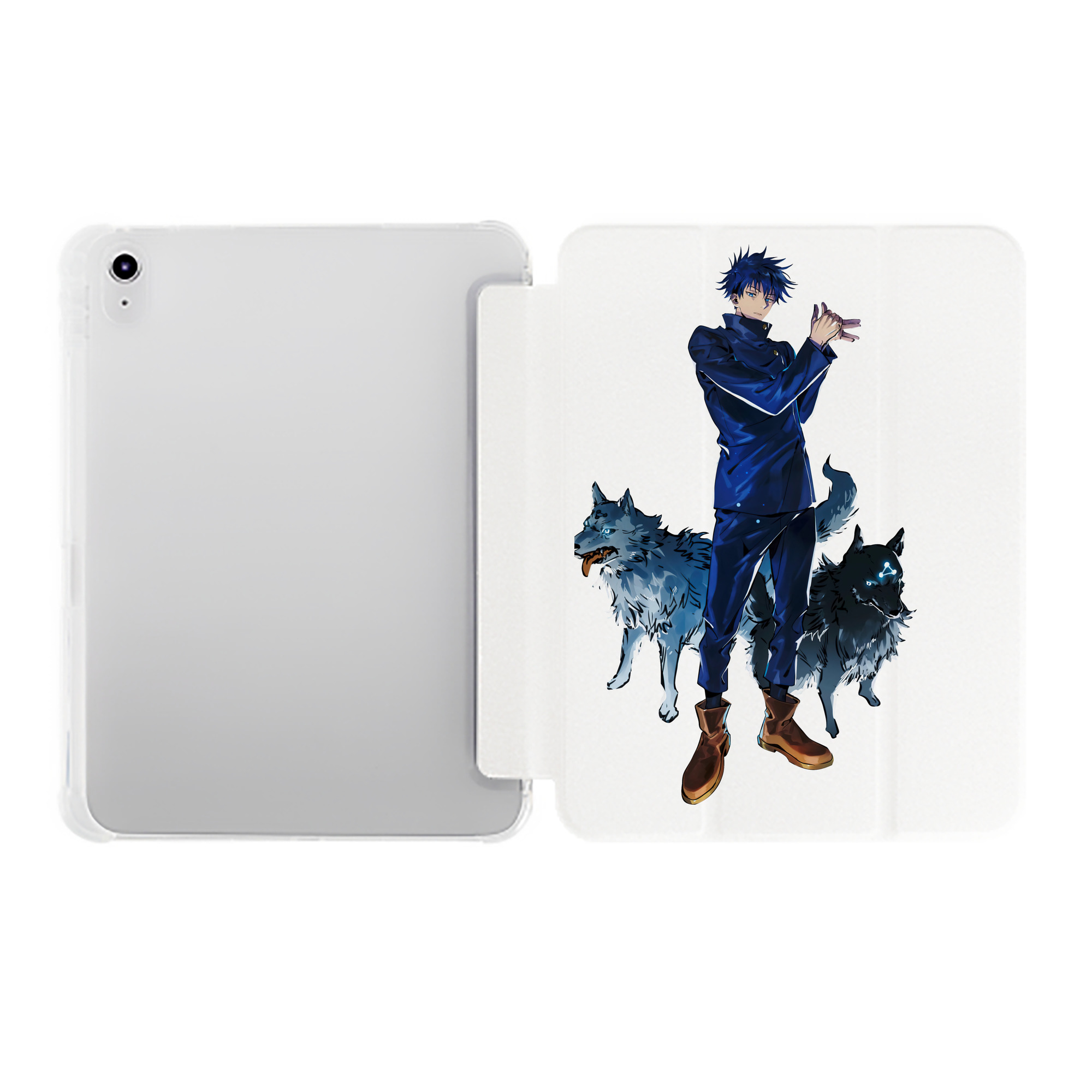 （画像用） 呪術廻戦 Jujutsu Kaisen IPad ケース ペン収納付き 三つ折りスタンド PUレザー×シリコン 対応機種9.5/10.5/10.9インチ
